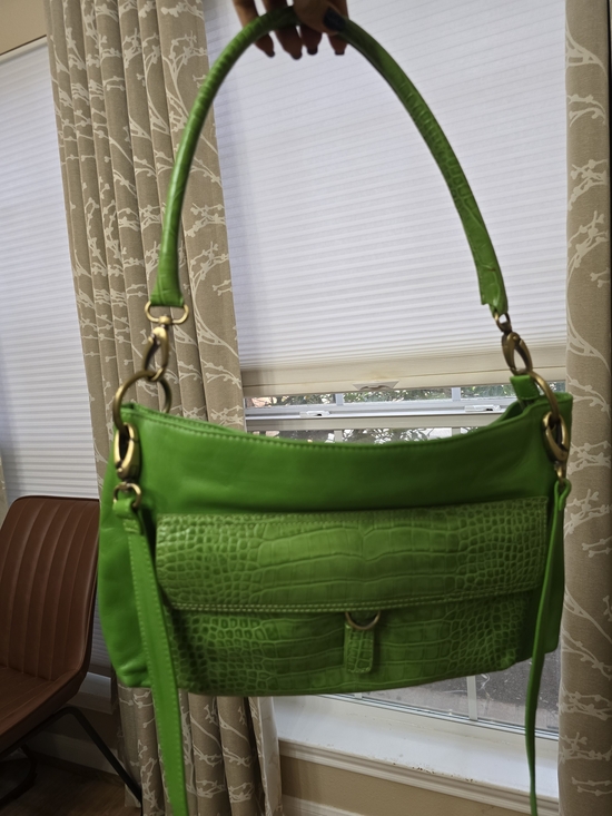 Sondra Roberts Handbags - Sondra Roberts Lime Green Croc-Embossed Shoulder Bag